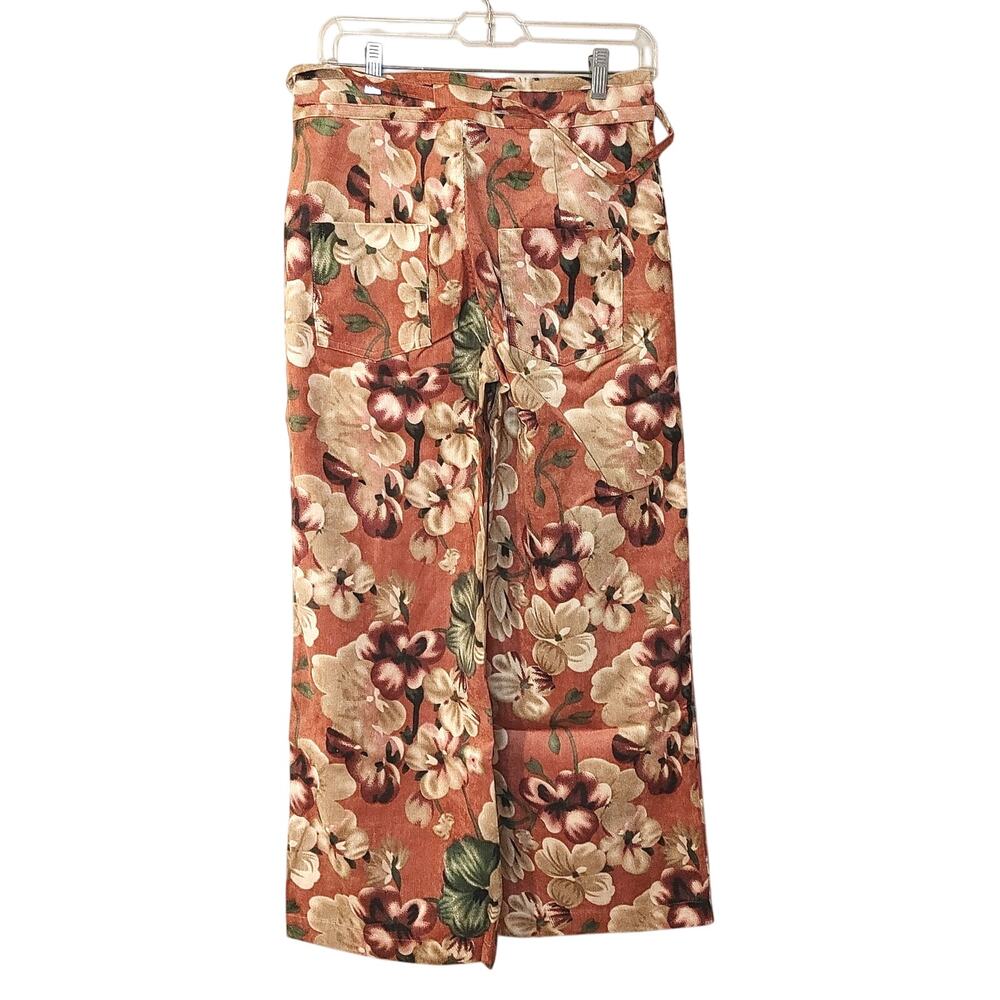 Uniq NWT Size Small S Wide Leg Pink Floral Cottage Core Boho Pocket NEW Pants